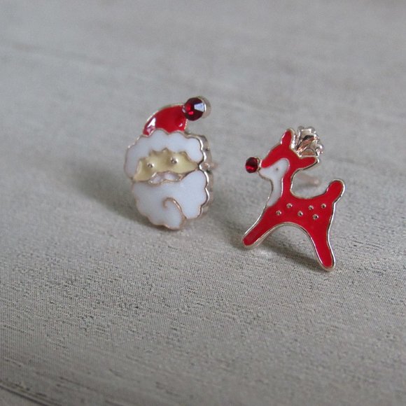 Santa Claus Rudolph Christmas earrings Season Greeting Happy Holidays - Picture 8 of 11